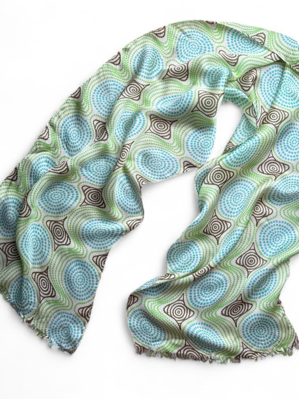 Retro Green Blue Geometric Lightweight Scarf 11 x 52